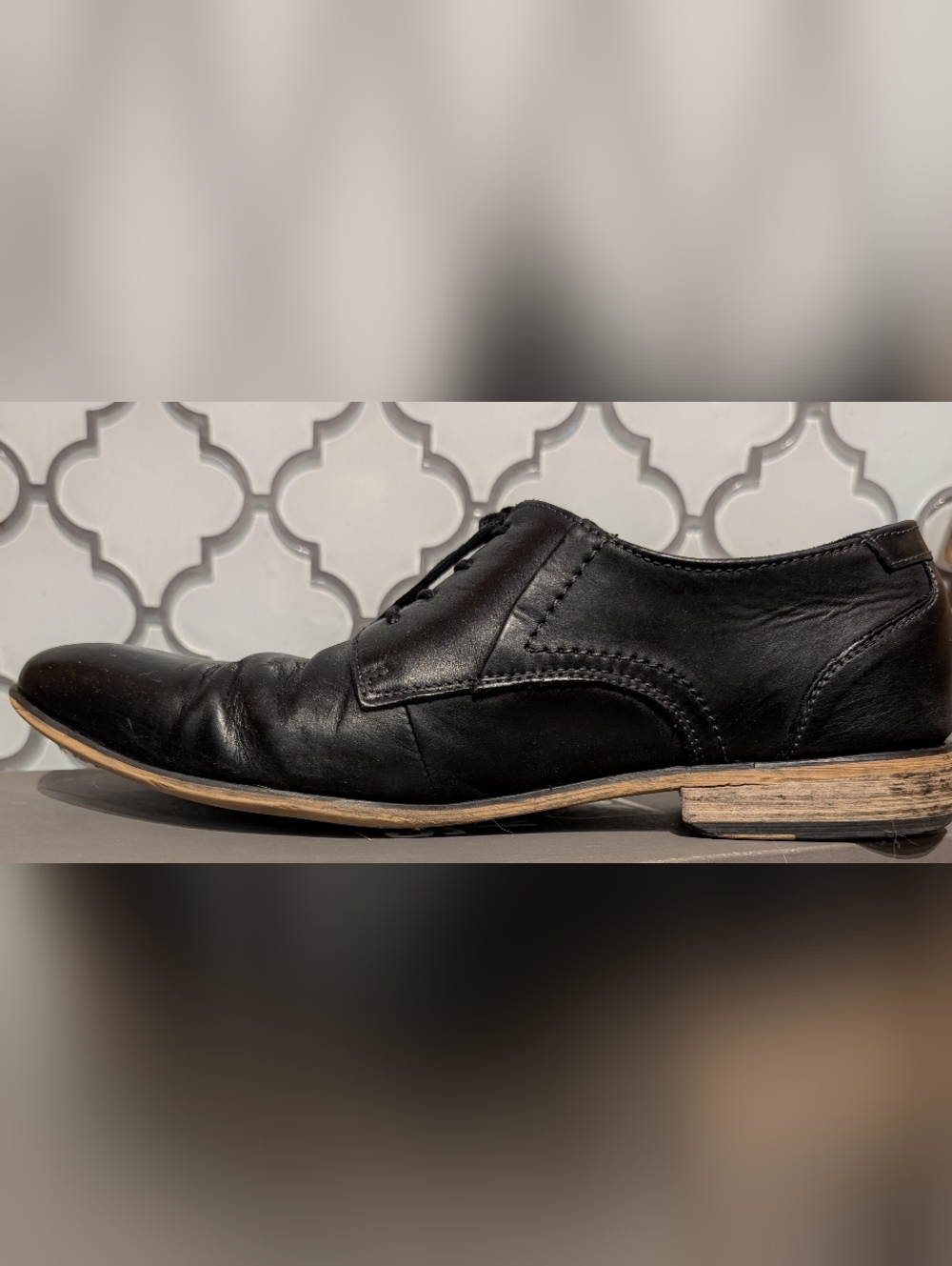 Stacy Adams Black Leather Lace-Up Oxford Shoes